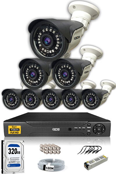 IDS 8 Kameralı 5 MP Sony Lensli FHD Gece Görüşlü Cepten İzle Güvenlik Kamerası Sistemi DS-2015HDSET8