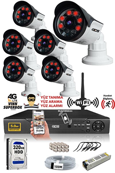 IDS 6 Kameralı 5 MP Sony Lensli FHD Gece Görüşlü Cepten İzle Güvenlik Kamerası Sistemi DS-2015HDSET6