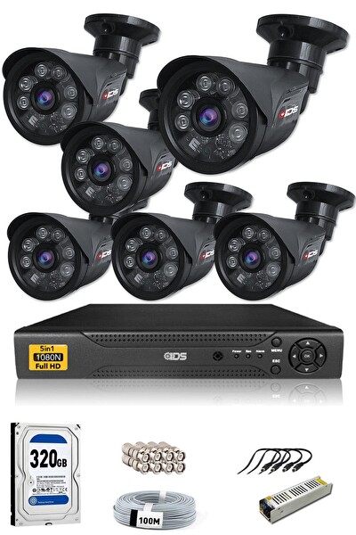 IDS 6 Kameralı Cepten İzle 5mp Sony Lensli Full HD Gece Görüşlü Güvenlik Kamerası Sistemi DS-2015HD-SET6-320-BLACK