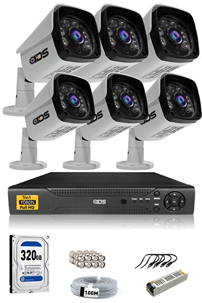 IDS 6 Kameralı 320 Dış 5mp Sony Lensli Full HD Gece Görüşlü Güvenlik Kamerası Sistemi DS-2027HD-SET6-320