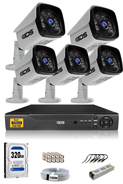 IDS 5 Kameralı 5MP Sony Lensli Full HD Gece Görüşlü 320 Dış Güvenlik Kamerası Sistemi DS-2027HD-SET5-320