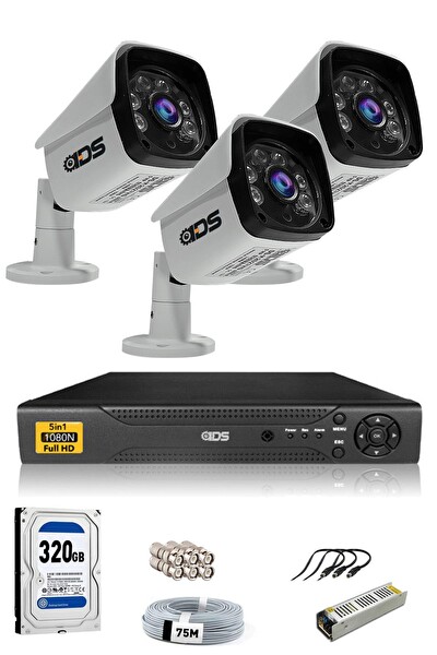 IDS 3 Kameralı 5MP Sony Lensli Full HD Gece Görüşlü 320 Dış Güvenlik Kamerası Sistemi DS-2027HD-SET3-320