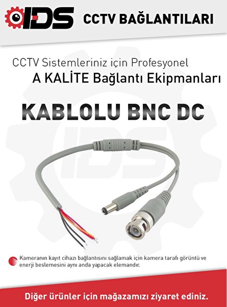IDS A Kalite BNC DC Jack 30 CM Kablolu Güvenlik Kamerası Sistemleri