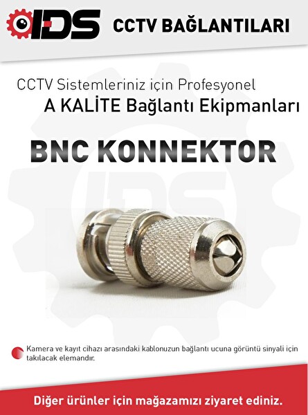 IDS A Kalite Metal BNC Konnektör Paslanmaz Oksitlenmez Güvenlik Kamerası Sistemleri