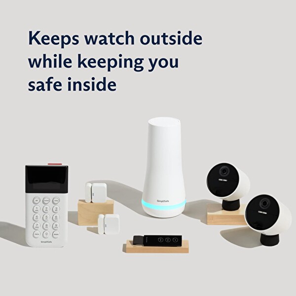 SimpliSafe 7 Parça Kablosuz Dış Mekan Kameralı Ev Güvenlik Sistemi B09C9V5JM3