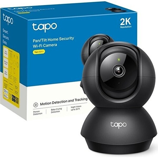 TP-Link Tapo C211 2K 3MP Yatay ve Dikey Ev Güvenliği Wi-Fi Kamerası - Kingston Canvas Select Plus 64 GB microSD