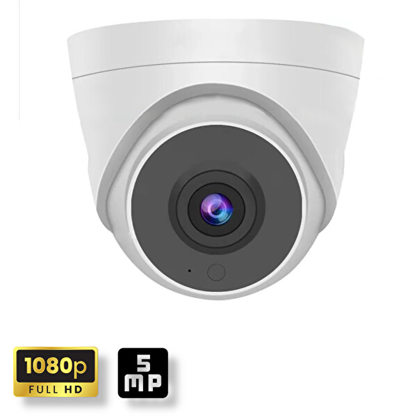 Qromax 1 Kameralı Set Araç İnsan Yüz Hareket Algılayan 1080P 5 MP Sony Lens 6 SMART LED Dome Güvenlik Kamerası SetiD206SL-114-01