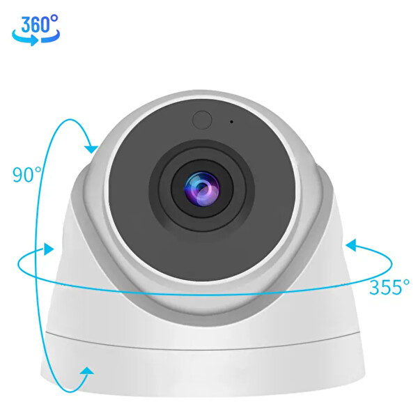 Qromax 1 Kameralı Set Araç İnsan Yüz Hareket Algılayan 1080P 5 MP Sony Lens 6 SMART LED Dome Güvenlik Kamerası SetiD206SL-114-01