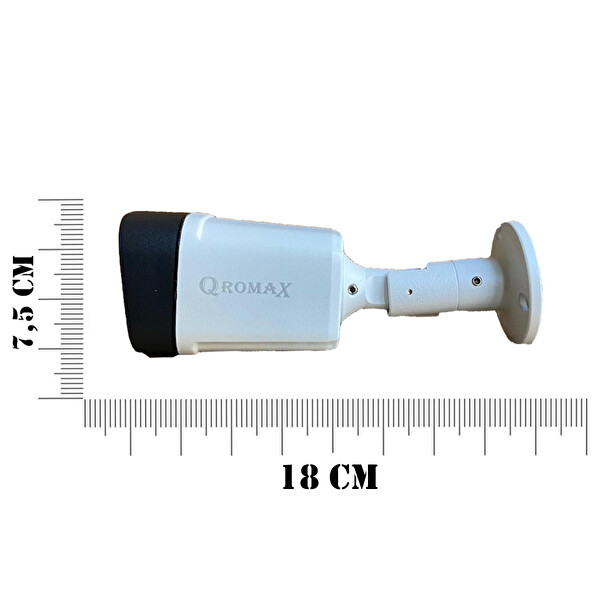 Qromax 3 Kamera Araç İnsan Yüz Hareket Algılayan 36 IR Led 5MP Sony Lensli 1080P Metal Kasa Güvenlik Kamerası Seti 5236-114-03