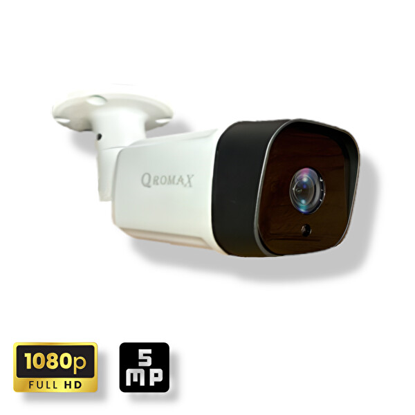 Qromax 4 Kamera Araç İnsan Yüz Hareket Algılayan 36 IR Led 5MP Sony Lensli 1080P Metal Kasa Güvenlik Kamerası Seti 5236-114-04
