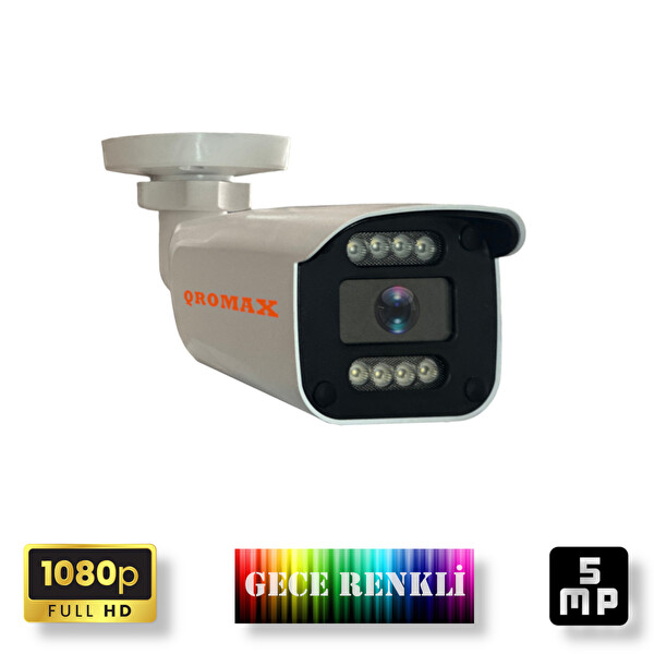 Qromax 14 Kameralı Set Gece Renkli Gösteren Hareket Algılayan 5 MP Sony Lensli 1080p Full HD Güvenlik Kamerası Seti 908W-9016-14