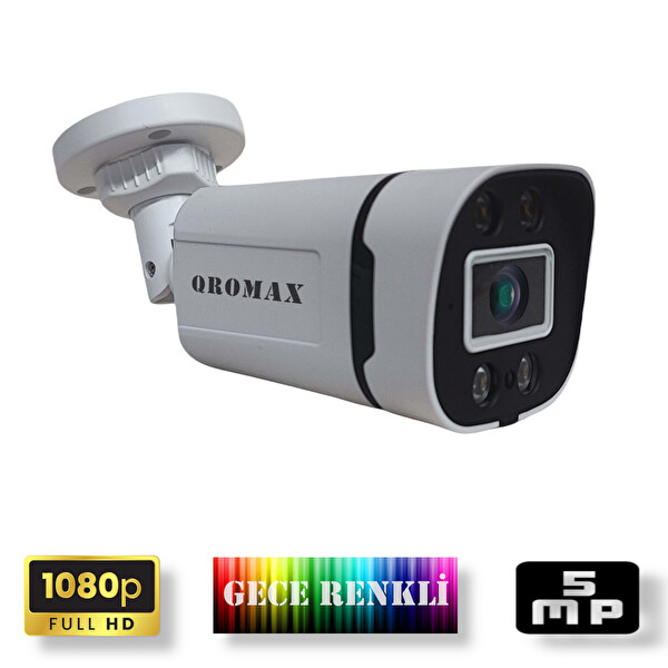 Qromax Geniş Açılı 1080p Gece Görüşlü 2.8mm 5MP Sony Lensli 4 Array Ledli FullHD Güvenlik Kamerası 4204-1