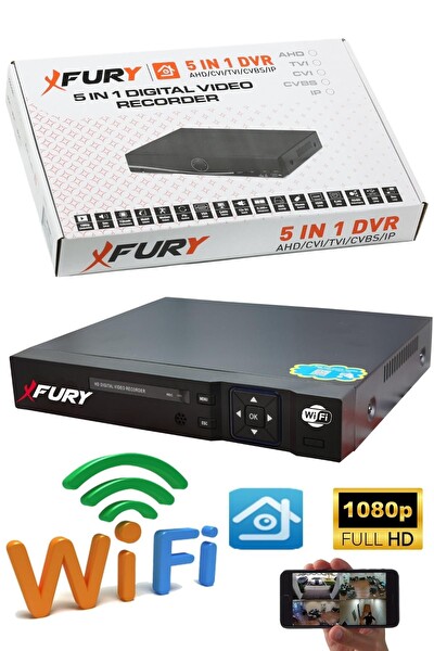 Fury 5 Kameralı 1080P 2 MP Görüntü Gece Renkli Full HD Ultra LED Gece Renkli Güvenlik Kamerası Seti 1 TB