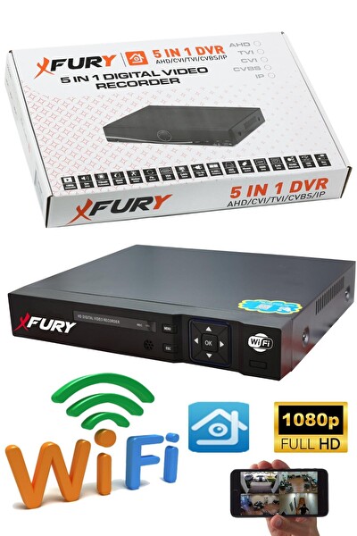 Fury 2 Kameralı Su Geçirmez 1080P 4x Ultra Ledli Gece Renkli Güvenlik Kamera Seti 5500 320 GB