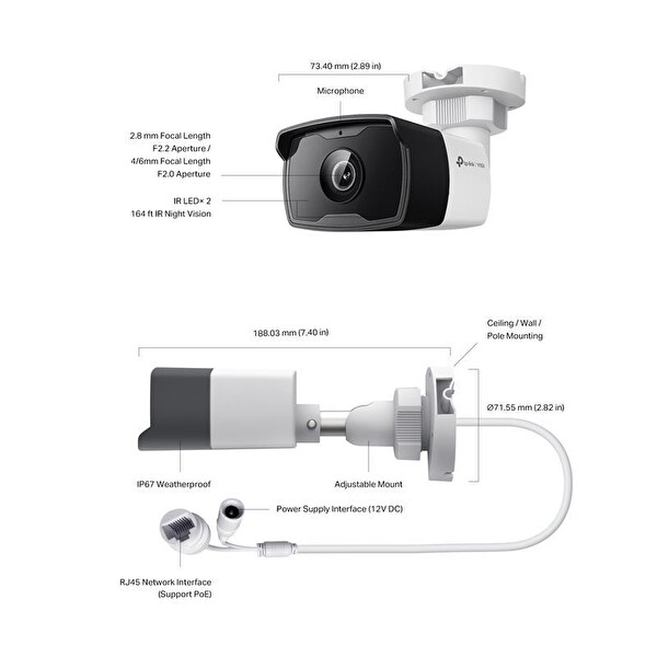 TP-Link VIGI C340 4MM 4MP Full-Color Bullet IP Kamera (1/3