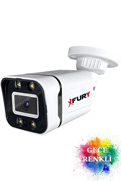 Fury 8 Kameralı 1080P Görüntü Gece Renkli Full HD 4 x Ultra LED Gece Renkli Güvenlik Kamerası Seti 500 GB