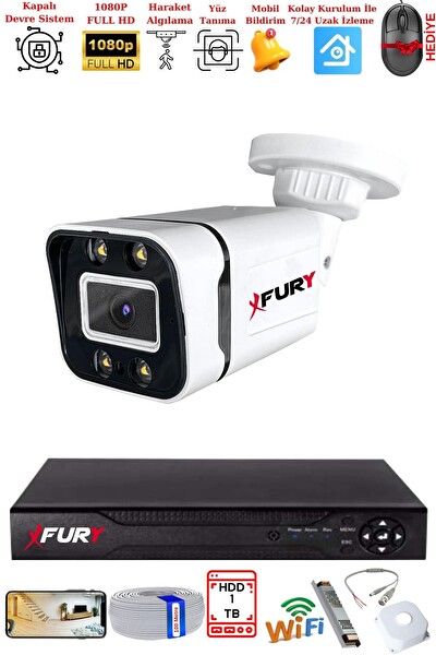 Fury 1 Kameralı 1080P Görüntü Gece Renkli Full HD 4 x Ultra LED Gece Renkli Güvenlik Kamerası 1 TB