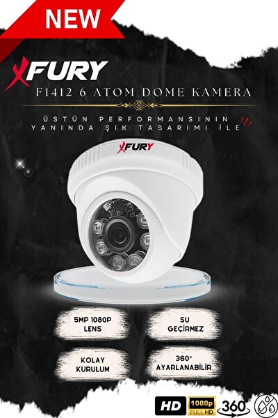 Fury 5 MP 3.6MM Lensli 1080p 2 MP Görüntü 6 Atom Led Gece Görüşlü İç Mekan FHD Güvenlik Kamerası 1412A