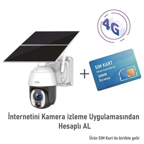 RXR C33 24 Saat Sürekli Kayıt Yapabilen 10x Zoomlu Solarlı Sim Kartlı 4G Solar Kamera
