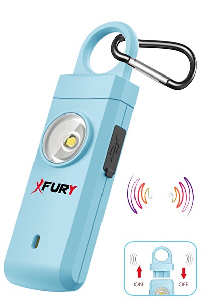 Fury Kişisel Güvenlik Alarmı Ve Anahtarlık 130db Yüksek Sesli Işıklı Şarj Edilebilir Mavi