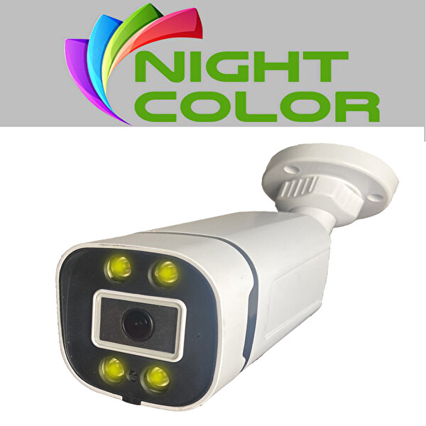 Bises 6'lı Araç Yüz ve İnsan Tanımalı Hareket Algılayan 5 MP Lens 4 Warm Led Gece Renkli Gösteren Güvenlik Kamera Seti BS604W