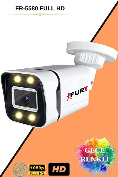 Fury 6 Kameralı FHD Gece Renkli - Su Geçirmez Ultra Led Güvenlik Kamerası Seti 500 GB