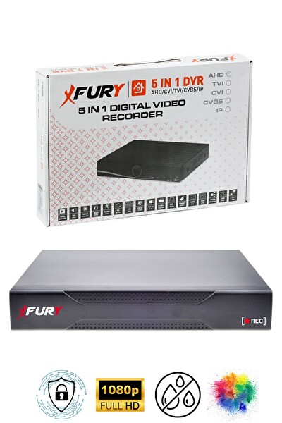 Fury 6'lı Gece Renkli Görüş Güvenlik Kamerası FHD-Su Geçirmez Güvenlik Kamerası Seti 1TB