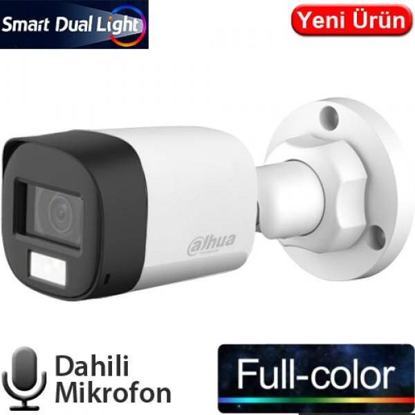 Dahua HAC-B1A21P-U-IL-A Gece Renkli Sesli 3.6MM 2MP 1080P Smart Dual Led Full Color Mikrofonlu Kamera