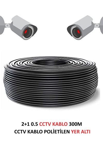 Fury 2+1 0.5MM Polietilen Yer Altı CCTV Kablo Güvenlik Kamera Kablosu 300 M