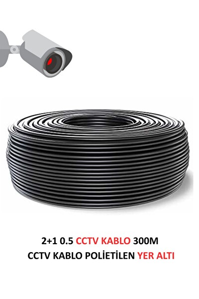 Fury 2+1 0.5MM Polietilen Yer Altı CCTV Kablo Güvenlik Kamera Kablosu 300 M