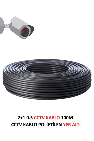 Fury 2+1 0.5MM Polietilen Yer Altı CCTV Kablo Güvenlik Kamera Kablosu 100 M