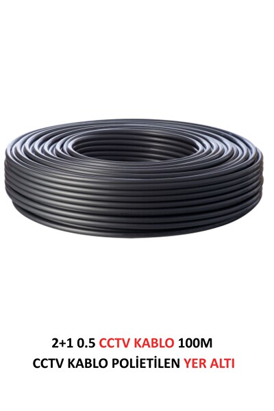 Fury 2+1 0.5MM Polietilen Yer Altı CCTV Kablo Güvenlik Kamera Kablosu 100 M