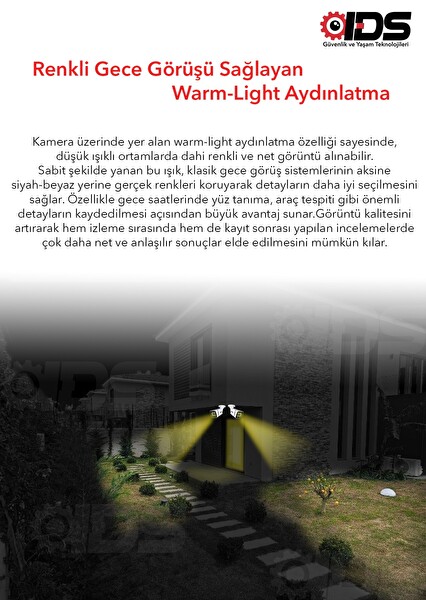 IDS Sesli - 6 Kameralı FHD Gece Renkli Ve Işıklı Güvenlik Kamerası - Kamera Seti 1 TB Disk