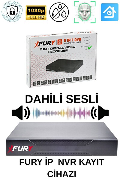 Fury 4 Kameralı Sesli 4mp Gece Renkli Su Geçirmez IP Güvenlik Kamera Seti IP5515S 250GB
