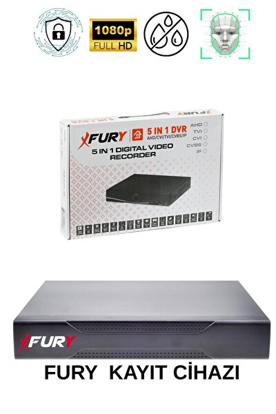 Fury 6 Kameralı 4 Warm Led Gece Renkli Görüş Cepten İzle Su Geçirmez Güvenlik Kamerası Seti 250 GB
