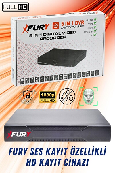 Fury 2 Kameralı Sesli 6 Warm Led Gece Renkli Görüş Su Geçirmez Güvenlik Kamerası Seti 1TB