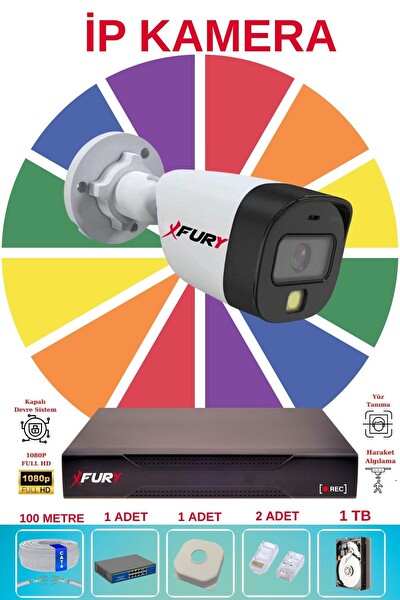 Fury 1 Kameralı Sesli 4mp Gece Renkli Su Geçirmez 5515S IP Güvenlik Kamera Seti 1TB