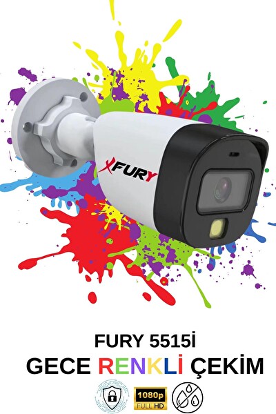 Fury 4 Kameralı Sesli 4mp Gece Renkli Su Geçirmez IP Güvenlik Kamera Seti 5515S 250GB