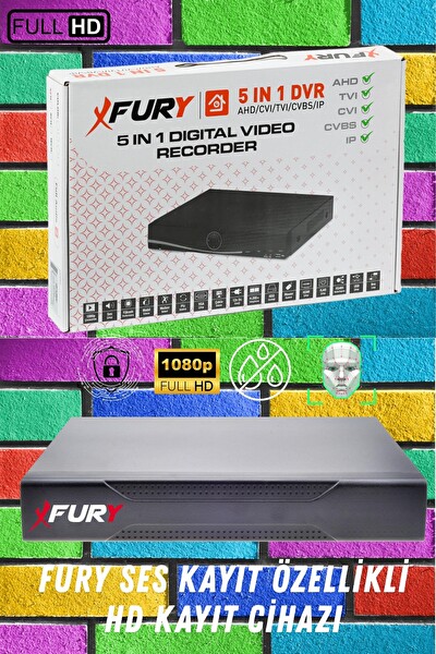 Fury 6 Kameralı 6 Warm Led Gece Renkli Görüş-Cepten İzle-Su Geçirmez Güvenlik Kamera Seti 500GB
