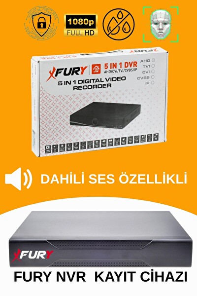 Fury 8 Kameralı Sesli 4mp Gece Renkli Su Geçirmez IP Güvenlik Kamerası Seti 1506s 1TB