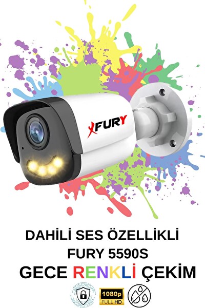 Fury 8 Kameralı Sesli Gece Renkli Görüş Güvenlik Kamerası Su Geçirmez Güvenlik Kamerası Seti 5590s 500GB