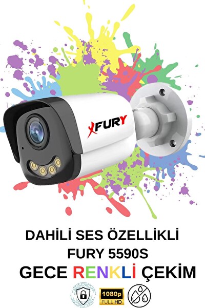 Fury 3 Kameralı Sesli Gece Renkli Görüş Güvenlik Kamerası Su Geçirmez Güvenlik Kamerası Seti 5590s 320GB