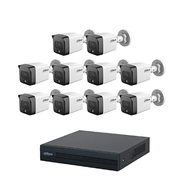 Dahua 10 Kameralı 2 MP Sesli IP Güvenlik Kamera Seti IPC-HFW1230TC1-SA