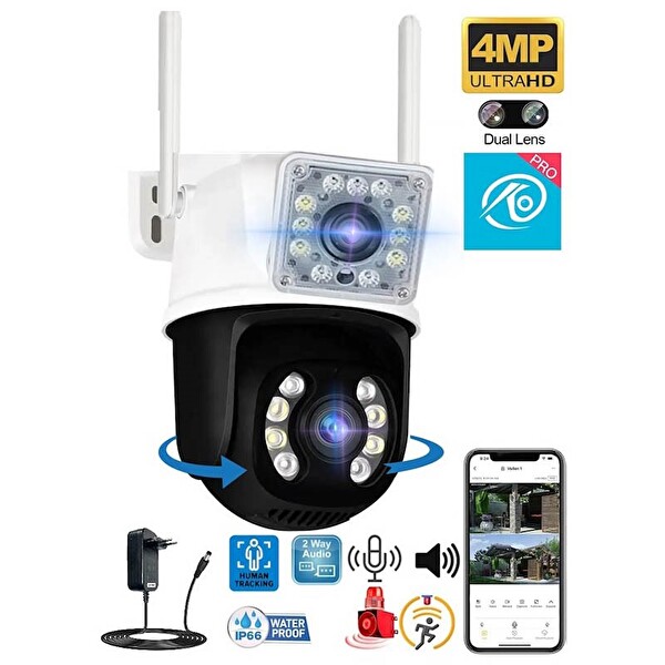 O-Kam 3011 Dual Lens Wi-Fi Akıllı Kamera Yapay Zeka Gece Görüş Full HD Kamera