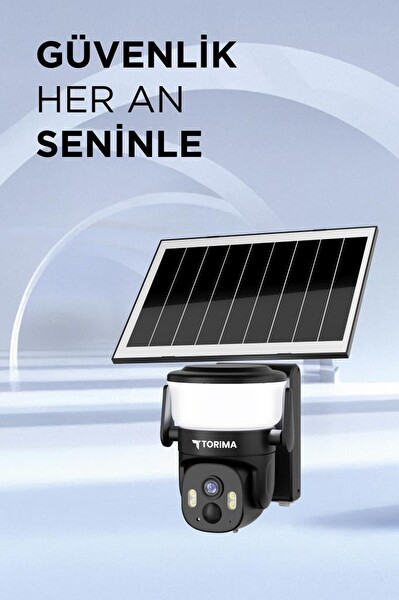 Torima CMR30 Siyah Şarjlı Duvar Lambası Görünümlü Dış Mekan Kamerası Akıllı IP Güneş Enerjili Kamera