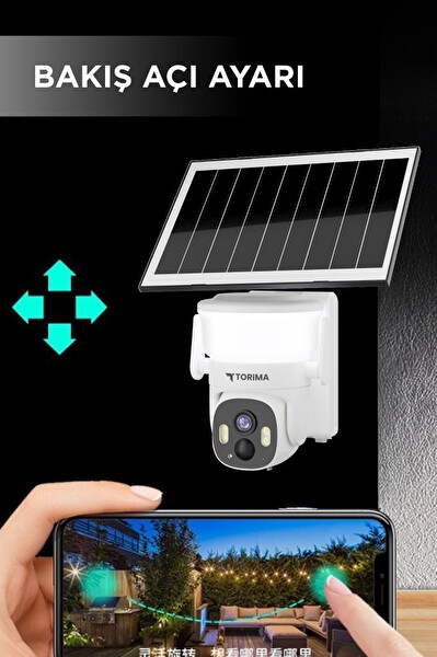 Torima CMR30 Beyaz Şarjlı Duvar Lambası Görünümlü Dış Mekan Kamerası Akıllı IP Güneş Enerjili Kamera