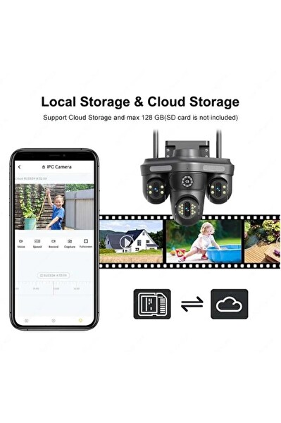 Avenir AV-S344 16MP 4 Kameralı Gece Görüşlü PTZ Wifi Kamera