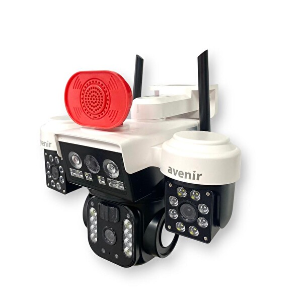 Avenir AV-S463 4G Sim Kartlı Beyaz 3 Kameralı 6 MP Güneş Panelli Solar PTZ Kamera