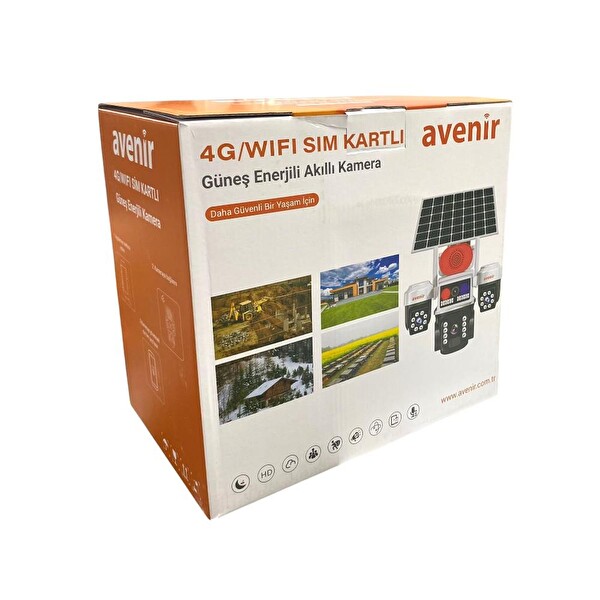 Avenir AV-S463 4G Sim Kartlı Beyaz 3 Kameralı 6 MP Güneş Panelli Solar PTZ Kamera