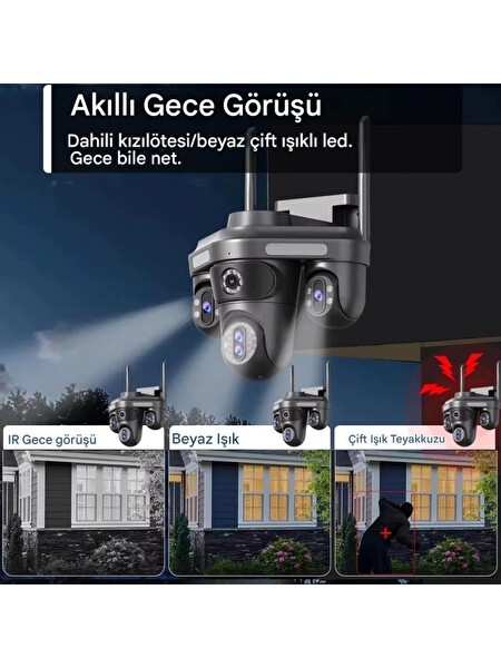 Avenir AV-S316 4 Kameralı 16 MP 3 PTZ Dönebilen Wifi Sesli Kamera - Siyah